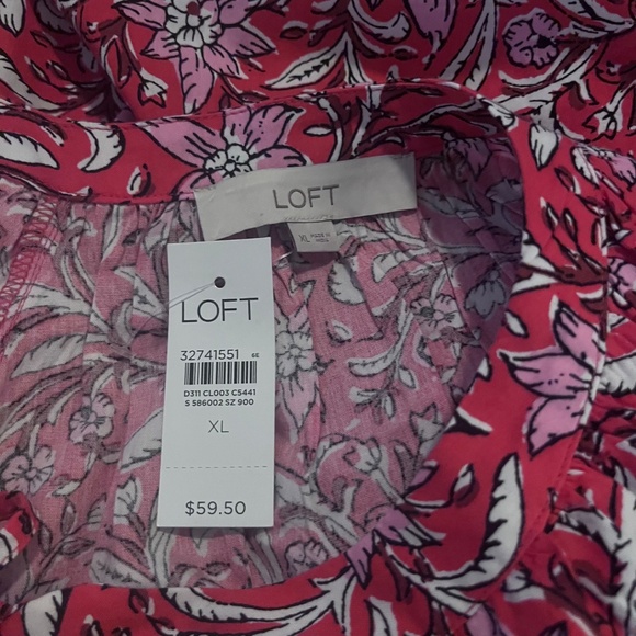 NWT Loft Women's Multi Color Floral Blouse Size XL - Picture 3 of 3